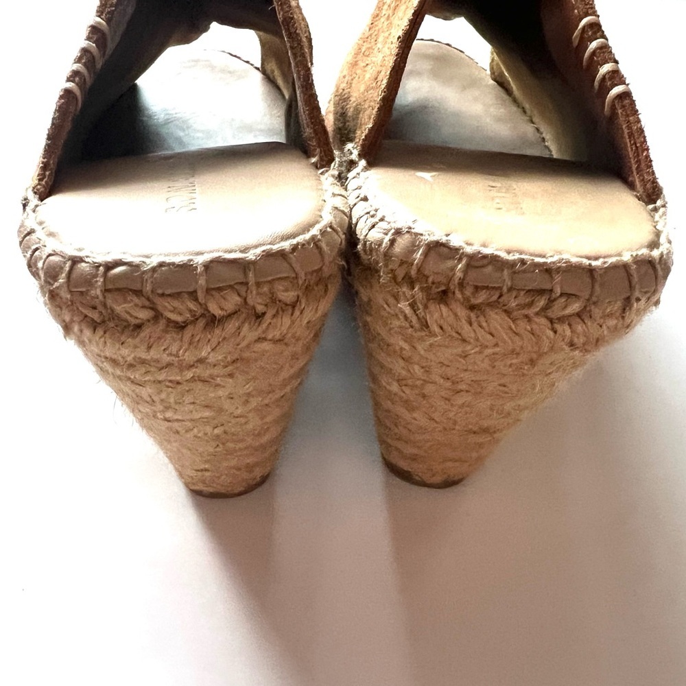 SONALI Tan Suede Peep-Toe Wedge Espadrilles Women's Shoes Size 8 - Picture 5 of 8